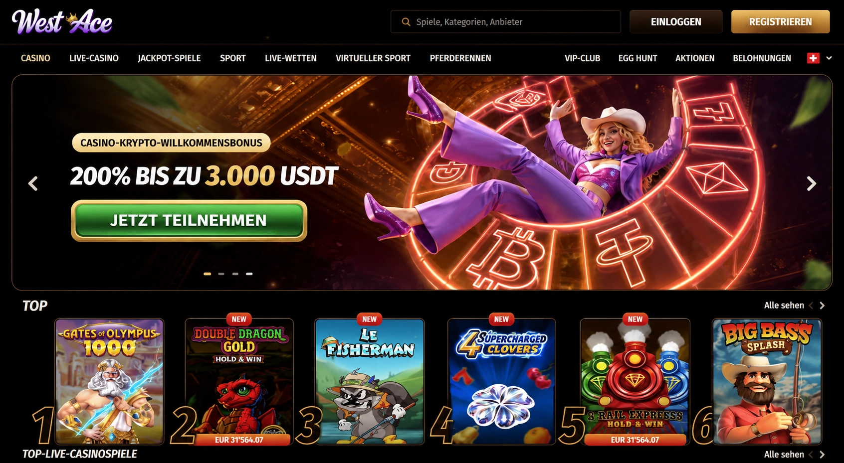 WestAce – Online Casino Ausland seriös mit ausländischer Lizenz und Krypto-Zahlungen